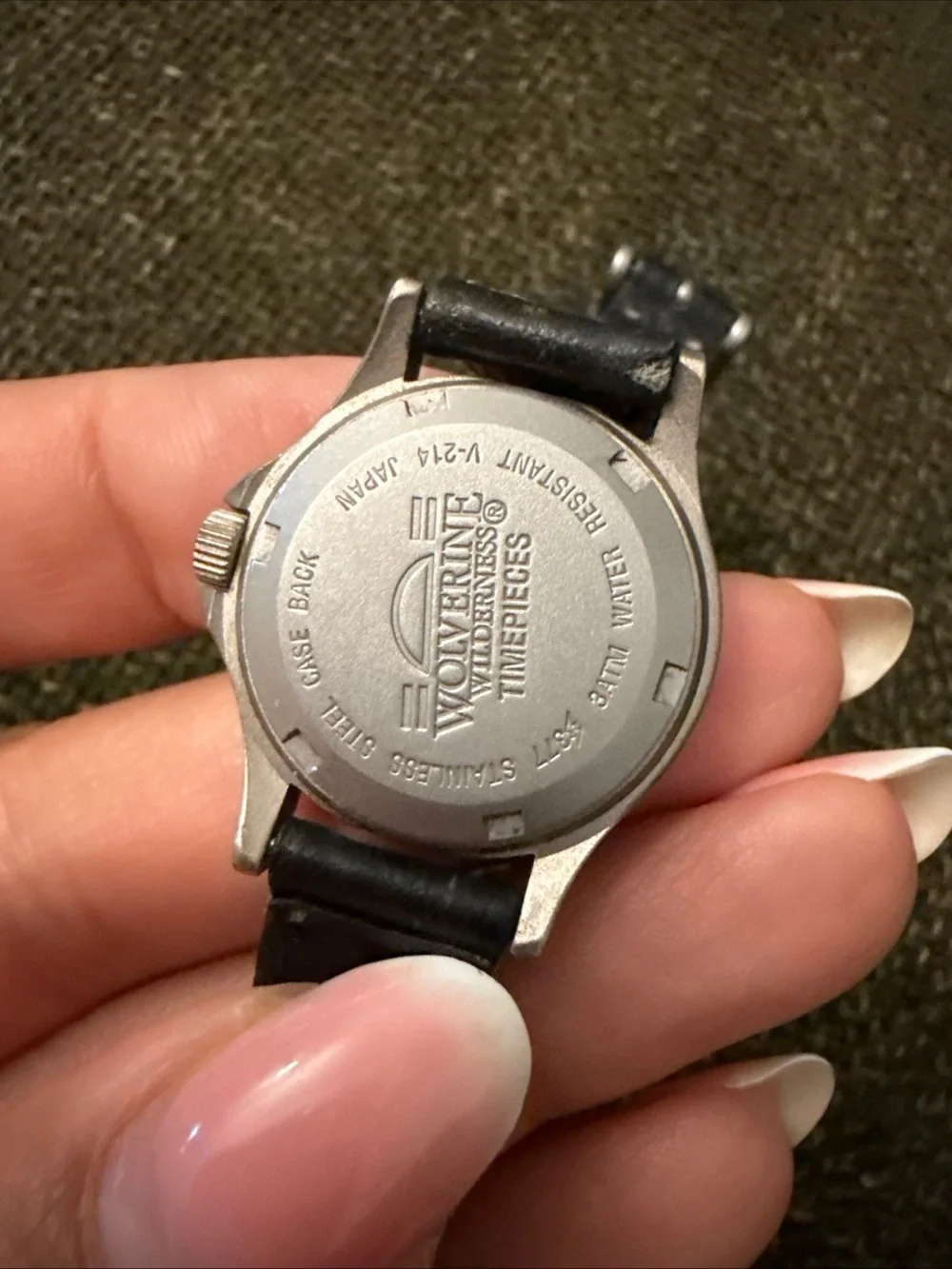 Wolverine Black Dial Black Leather Strap Field Watch